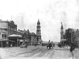 King William Street katsoo etelään, Adelaide, Australia, 1895.