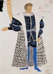 Modest Mussorgskin "Boris Godunovin" puolan puku, luonnos Yves Bonnat