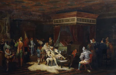 Duc de Guisen saapuminen kuningas Henrik III:n Fontainebleaun kammioon, 1861