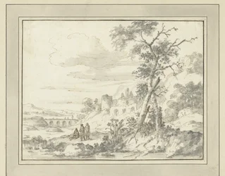 Vuoristoinen maisema raunioilla