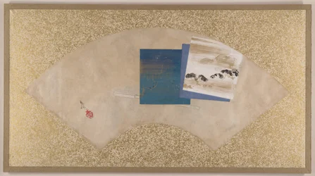 Kolme maisemaa, 1800-luvun loppupuoli (viuhkamaalaus kiinnitetty albumilehdeksi; tempera paperille)