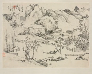 Maisemaalbumi eri tyyleillä: Maisema Changbai-vuorelta Huang Gongwangin jälkeen, 1684.