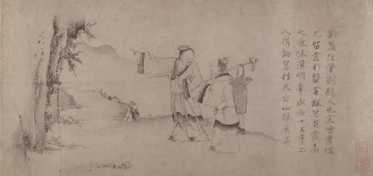 Liu Chen ja Ruan Zhao saapumassa Tiantai-vuorille.