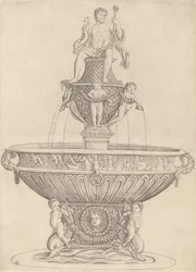 Suihkulähde Neptunuksen patsaalla, n. 14801485.