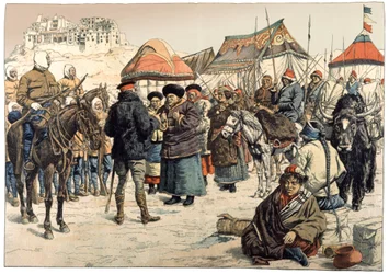 Tiibetin valloitus. 1902 (kaiverrus)