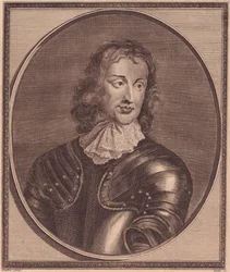 Brittikenraalin ja poliitikon John Lambertin (1619-1684) muotokuva, John Goldarin (1729-1795) kuparikaiverrus Robert Walkerin maalauksesta