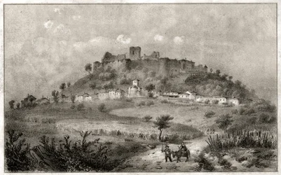 Prenyn linnan rauniot, Lorraine. noin 1860 (kaiverrus)