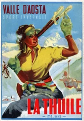 Hiihto La Thuilessa, noin 1950
