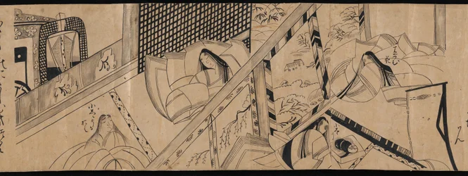 "Akashi", "Kanavapoijut" ("Miotsukushi"), "Koiruoho" ("Yomogiu"), "Porttitalo" ("Sekiya") ja "Kuvakilpailu" ("E-awase") luvut Genjin tarinasta (Genji monogatari).