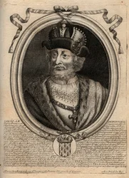 Ludvig I hurskaan (778-840), Ranskan kuninkaan muotokuva - Ludvig I hurskas (778-840) Pyhän Rooman keisari - kaiverrus teoksesta "Les Augustes Representations de tous les Kings de France from Pharamond to LouisXIV", Pariisi