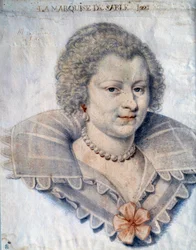 Kirjeen naisen muotokuva Magdeleine de Souvre, Marquise de Sable (1599-1678), Gilles de Souvresin, markiisi de Courtenaux