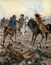 Itävallan kampanja (1805): Ulmin taistelussa (15.-17. lokakuuta 1805) Louis Alexandre (Louis-Alexandre) Berthier (1753-1815) ja Joachim Murat (1767-1815) pyysivät keisaria siirtymään pois taistelukenttä hänen turvallisuutensa puolesta - Teoksessa ”” Napole