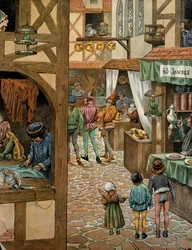 Ranskan historia keskiajalla: pariisilainen katu sen jälkeen, kun kuningas Ludvig XI, lisänimeltään Viisas (1423-1483), oli allekirjoittanut Péronnen sopimuksen Kaarle Rohkean kanssa. Pariisilaiset olivat ostaneet papukaijoja, jotka he olivat opettaneet