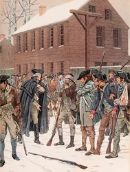 Jacques Marie Gaston Onfroy de Breville dit JOB (1858-1931) - Georges Washington yrittää järkeillä joitakin armeijan kapinallisia vapaussodan aikana, yksityinen kokoelma