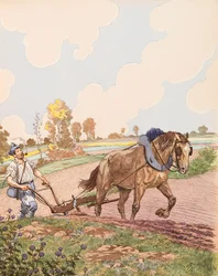 Jacques Marie Gaston Onfroy de Breville dit JOB (1858-1931) - Le retour à la terre (Ranskan armeija palaa alalleen ensimmäisen maailmansodan jälkeen), yksityinen kokoelma