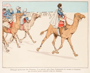Jacques Marie Gaston Onfroy de Bréville, kutsumanimeltään JOB (1858-1931) - Napoleon Bonaparte Egyptin-retkellä armeijan ja tiedemiesten kanssa vuonna 1798, yksityiskokoelma