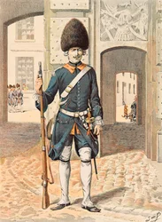 Jacques Marie Gaston Onfroy de Breville dit JOB (1858-1931) - Ranskan joukkojen varusteet kaikkina aikoina: Kuninkaallisen kaartin 8. rykmentti (1815), yksityinen kokoelma