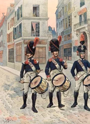 Jacques Marie Gaston Onfroy de Bréville, tunnettu nimellä JOB (1858-1931) - Ranskalaisten joukkojen asut kautta aikojen: Pariisin kansalliskaartin rumpalit (1814-1815), yksityiskokoelma