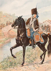 Jacques Marie Gaston Onfroy de Breville dit JOB (1858-1931) - Ranskan joukkojen varusteet aina: Chamborantin husaarien eversti (1784), yksityinen kokoelma