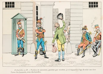 Jacques Marie Gaston Onfroy de Breville dit JOB (1858-1931) - nuori mies, joka oli mukana Houzardeissa (husaareissa) Ranskan vallankumouksen aikana, yksityinen kokoelma